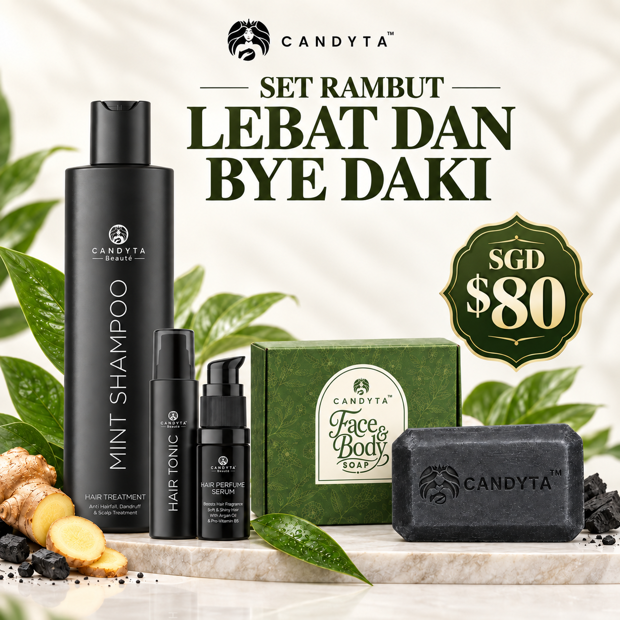 Set Rambut Lebat dan Bye Daki Candyta