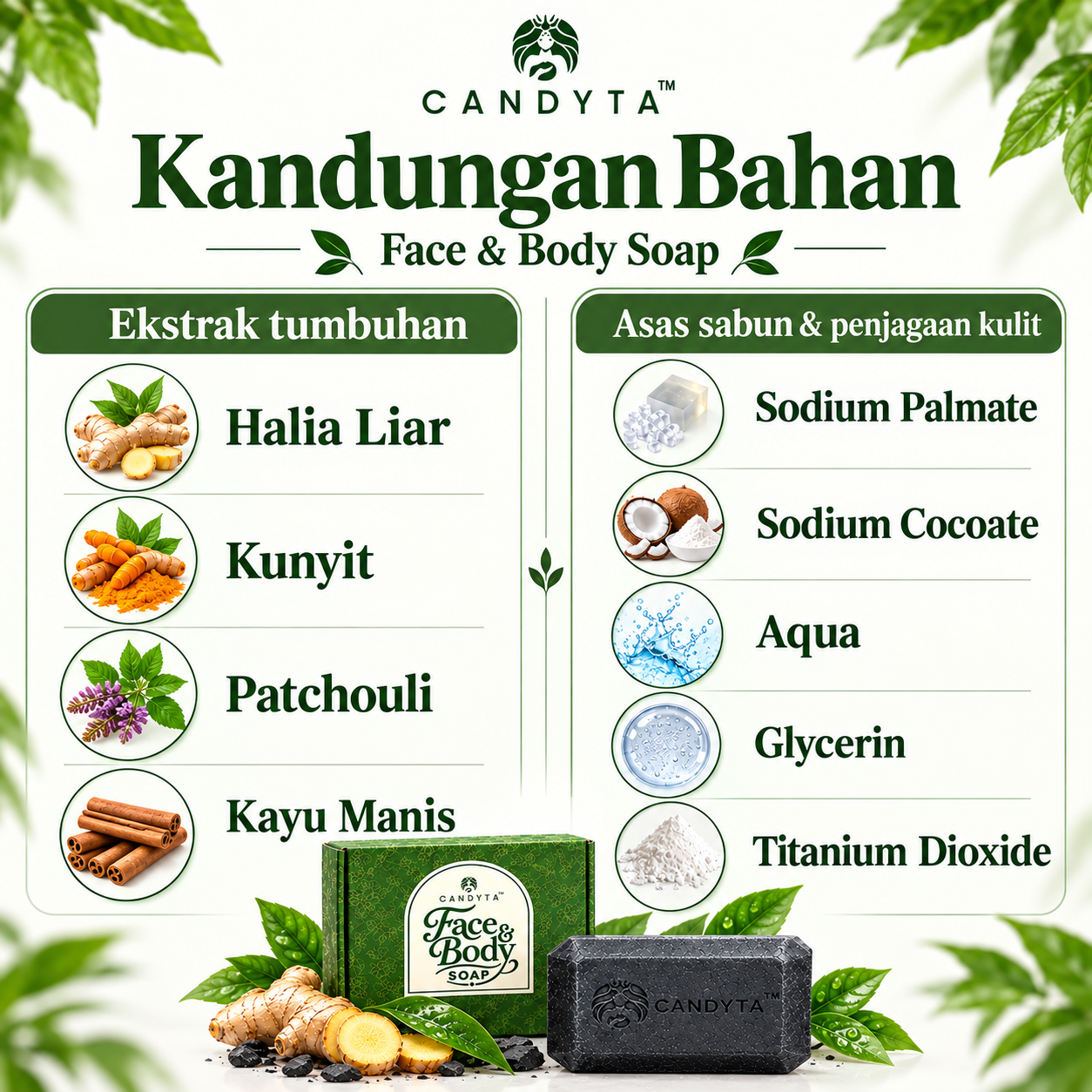 Kandungan bahan Candyta Face & Body Soap